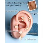 LOLIAS Hypoallergenic Cartilage Earrings for Women Flat Back-925 Sterling Silver Post Stud Flatback Earrings for Sensitive Ears-20G Ear Crawler Climber Cartilage Earring Tragus Conch Helix Piercing Jewelry