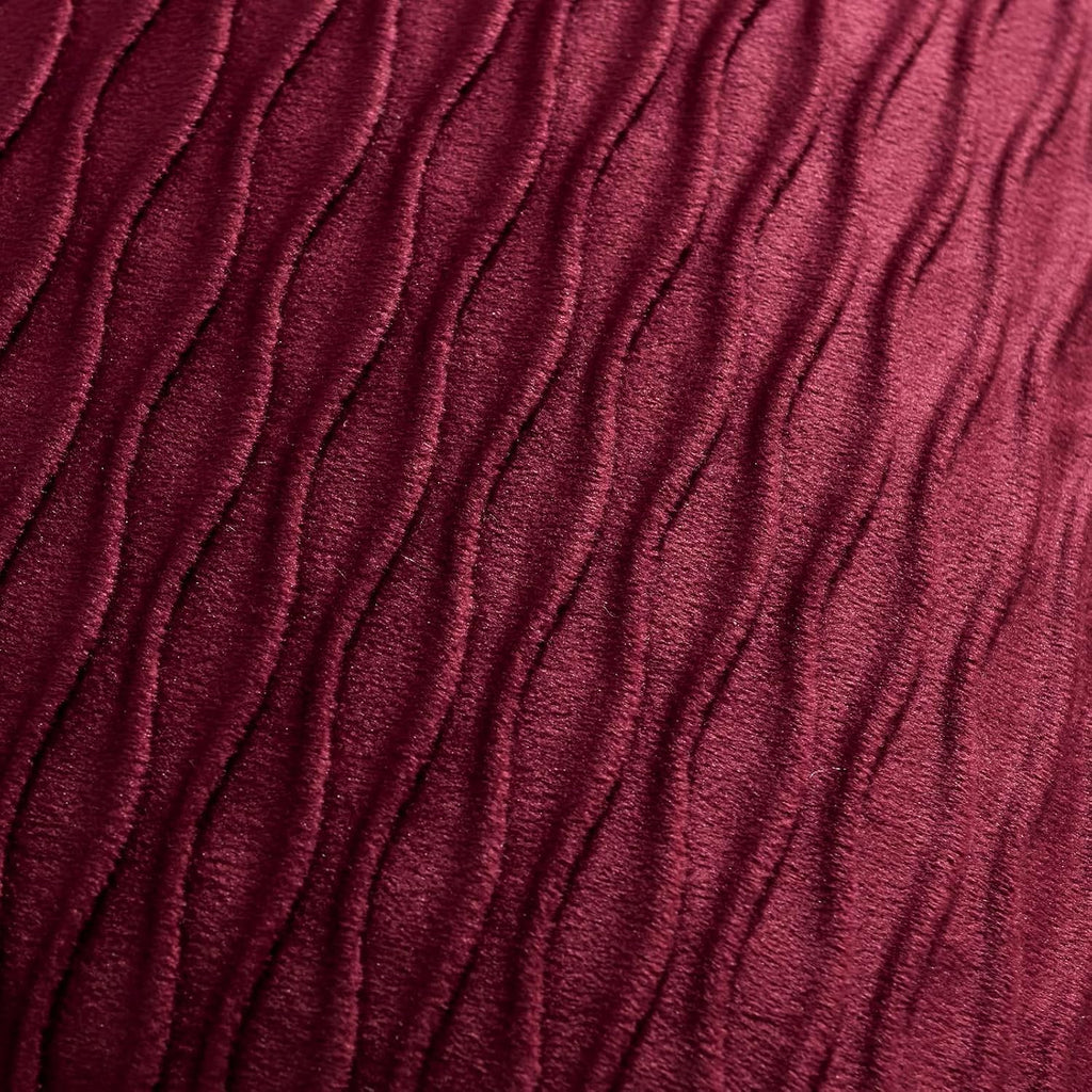 Burgundy Throw Pillow Covers: Pack Of 2 18X18 Inch Vertical Ripple Striped Velvet Square Decorative Pillow Cases For Farmhouse Couch Sofa Bed Living Room Home Decor