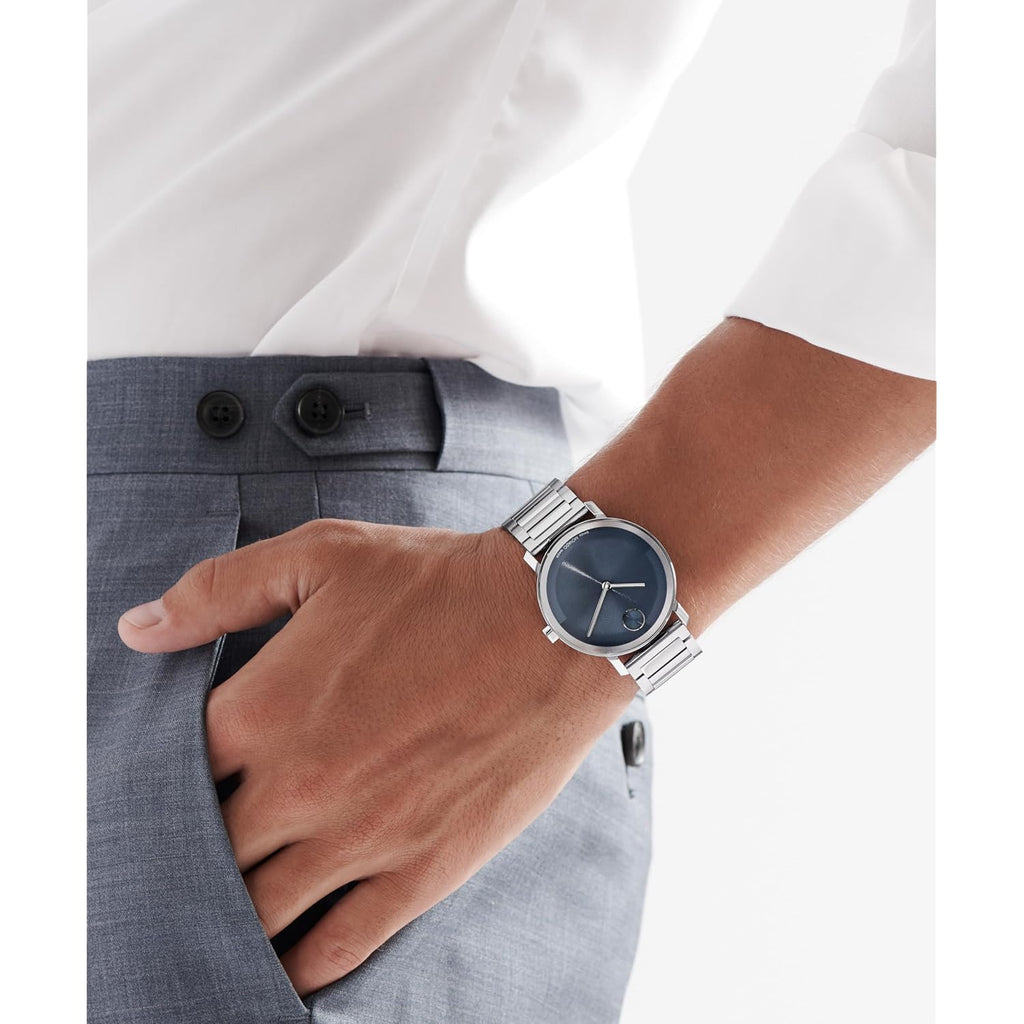 Movado Bold Evolution 2.0 Men'S Watch - Swiss Quartz Movement, Stainless Steel Mesh Bracelet - 3 Atm Water Resistance - Luxury Fashion Timepiece For Him - 40Mm