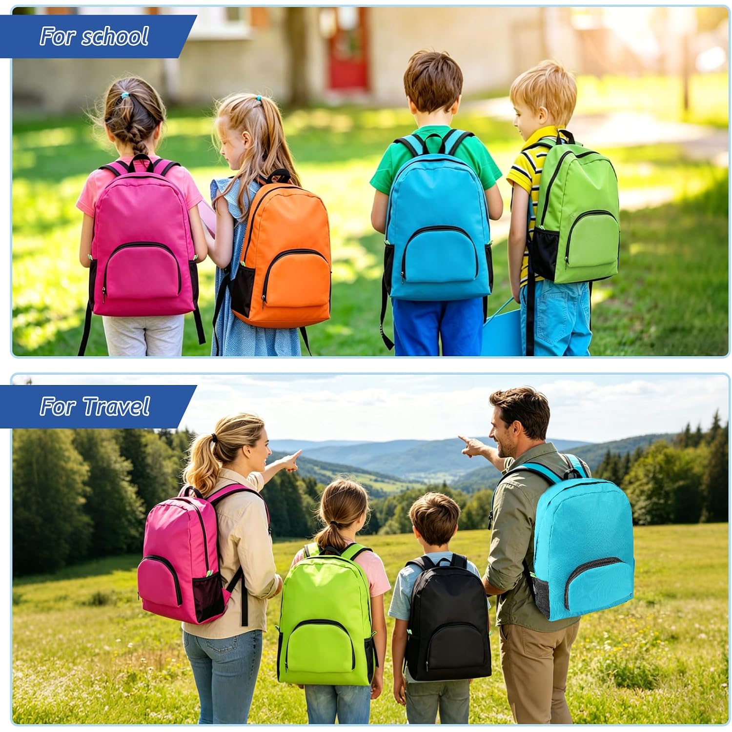 48 Pack Backpacks In Bulk, 17 Inches Basic Back Pack For Adult, Bulk Backpacks For Homeless Supplies Wholesale Backpack Lightweight Outdoor Travel Book Bags (8 Color)