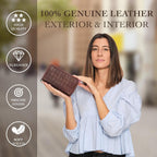 Leather RFID Wallet Women – Modern RFID Womens Wallet- Big Multiple Compartments – Credit Card Holder – Handcrafted Genuine Leather -Carteras de Mujer Piel