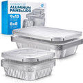 Diplastible Disposable Aluminum Pans With Lids, 9x13 (10pc) And 8x8 Square (10pc) Combo Set, Disposable Baking and Cake Pan (Pack of 20)