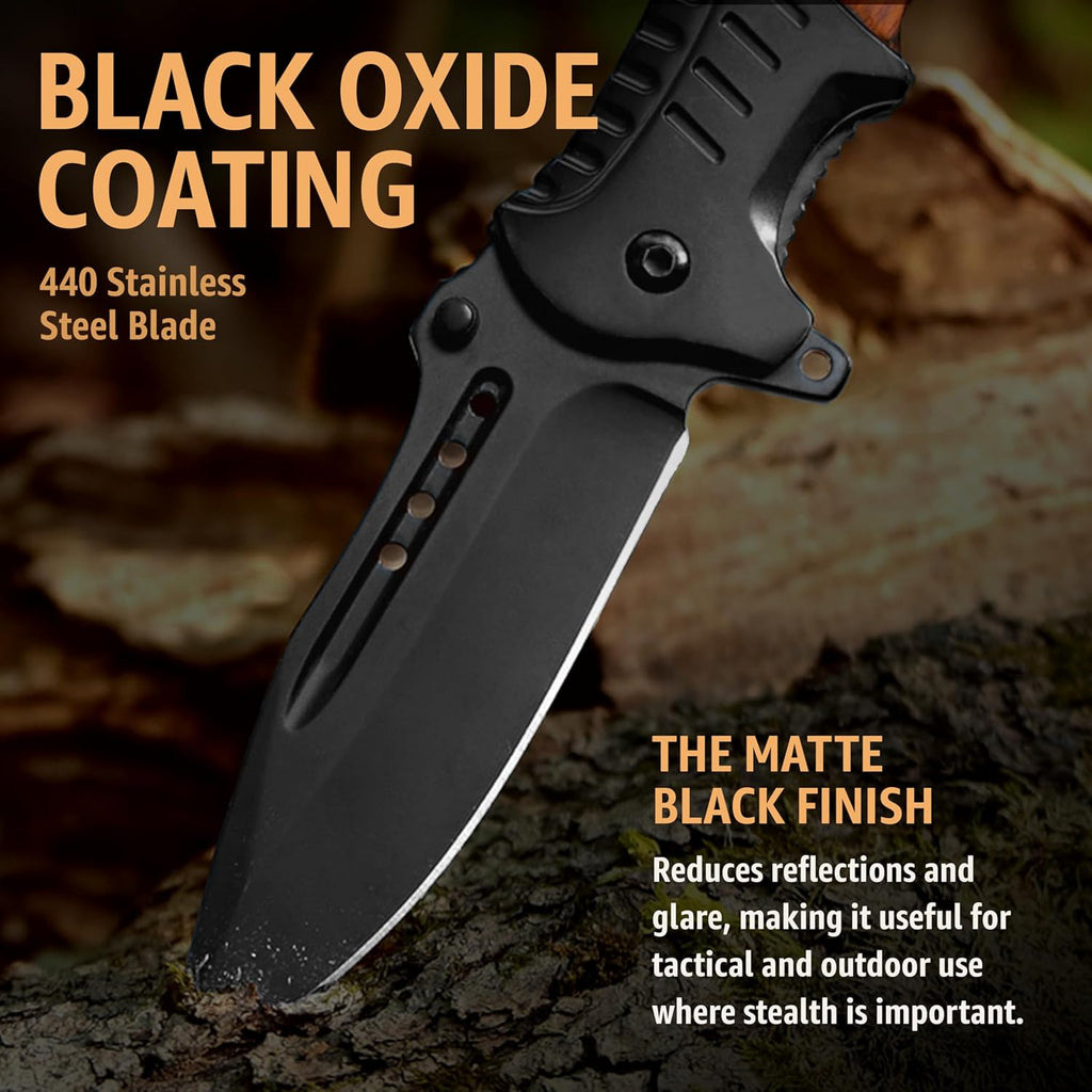 Grand Way Pocket Knife Spring Assisted Folding Knives - Best Camping Hunting Fishing Hiking Survival Knife - Travel Accessories Gear - Stocking Stuffers for Men 0207