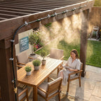 Misters For Outside Patio 63Ft(19.2M)+21 Brass Mist Nozzles+A Brass Adapter(3/4") Detachable Outdoor Misting Cooling System For Garden, Waterpark, Greenhouse, Backyard, Fan, Umbrella, Deck, Canopy