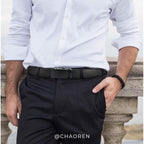 Chaoren Mens Belt - Mens Ratchet Belt Leather 1 3/8" For Dress Pant - Micro Adjustable Belt Fit Everywhere