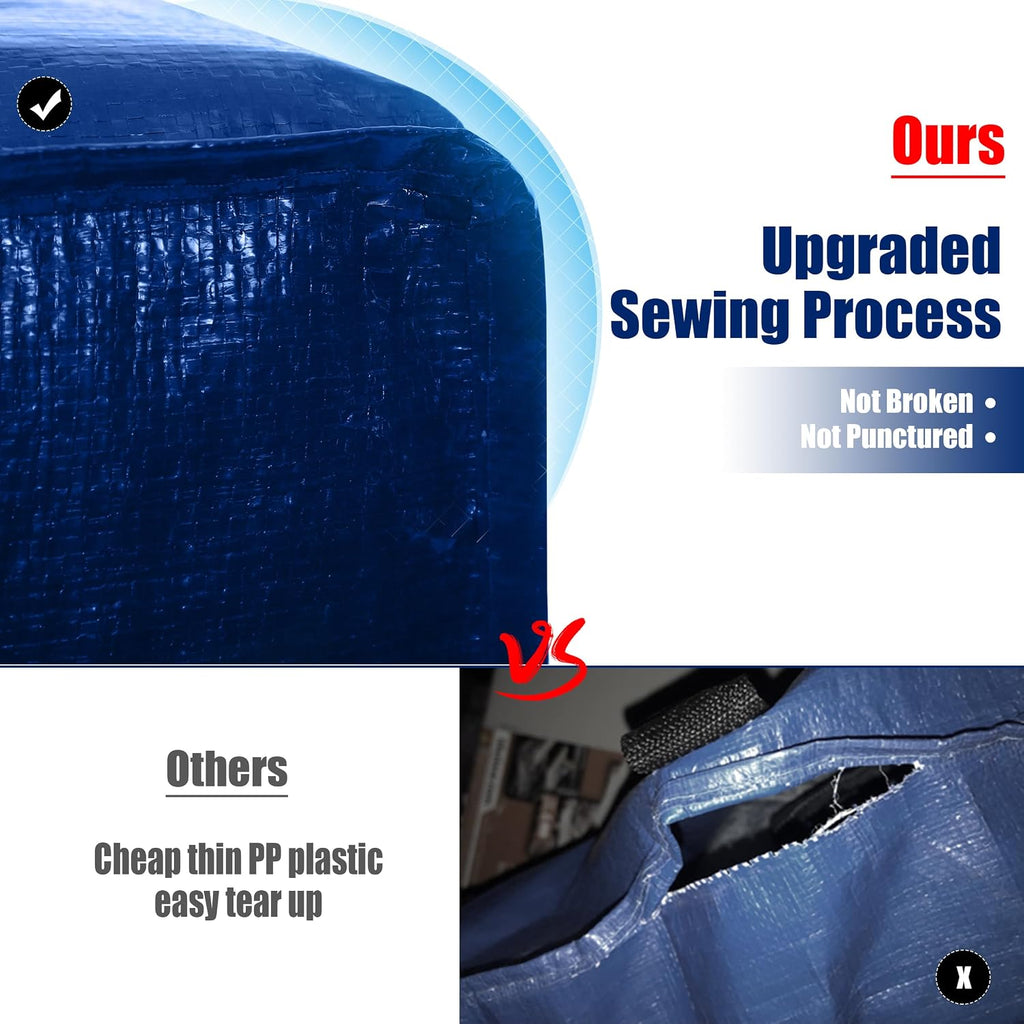 Cosy Family 4 Pack Heavy Duty Extra Large Moving Bags With Backpack Straps - Strong Handles & Zippers, Storage Totes For Space Saving, Fold Flat, Alternative To Moving Box (X-Large-Set Of 4, Blue)