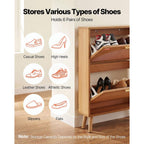 Vevor Shoe Cabinet With 2 Flip Drawers, Shoe Storage Cabinet For Entryway, Free Standing Shoe Storage Organizer With Rattan Doors For Heels, Boots, Slippers In Hallway, Living Room