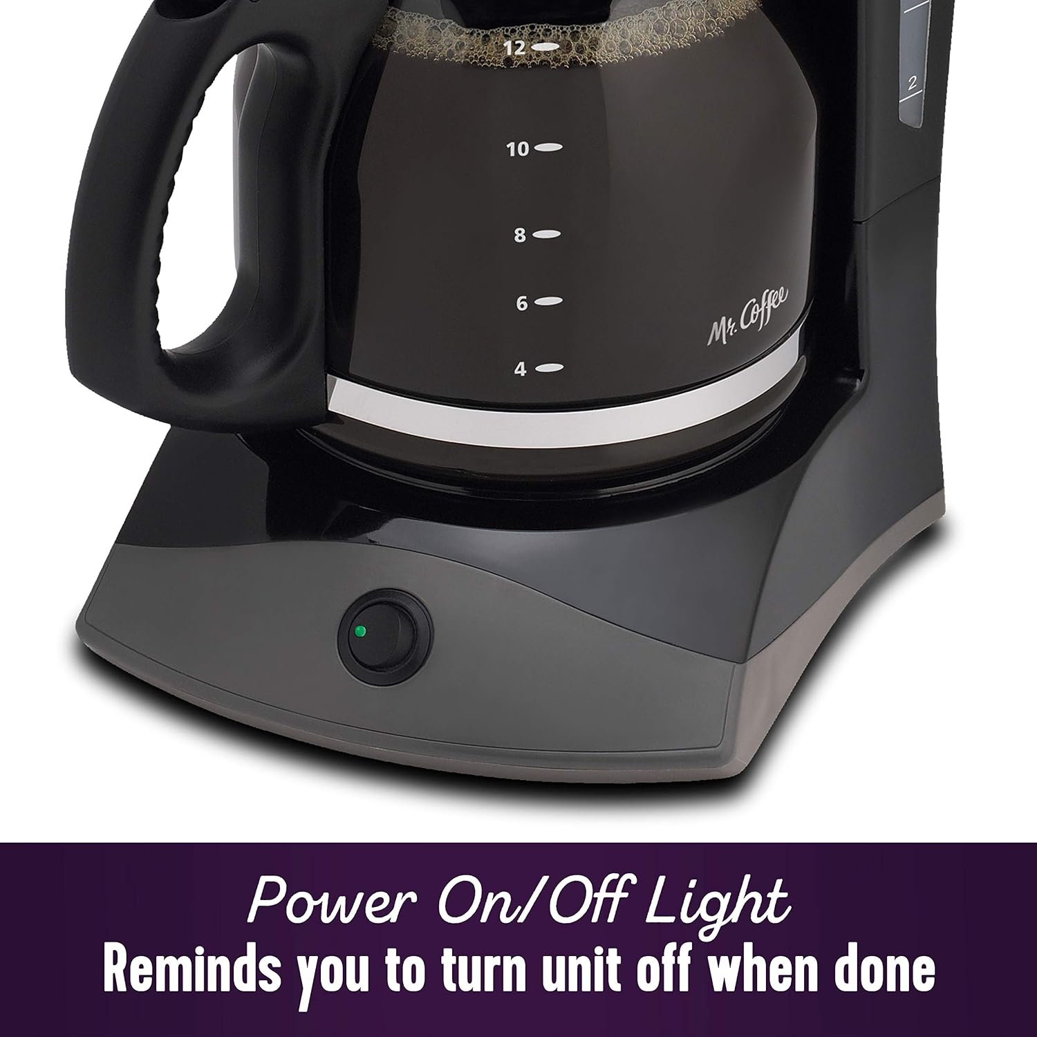 Mr. Coffee Black Coffee Maker, 12 Cups, With Auto Pause And Glass Carafe, Perfect For Home And Office Use