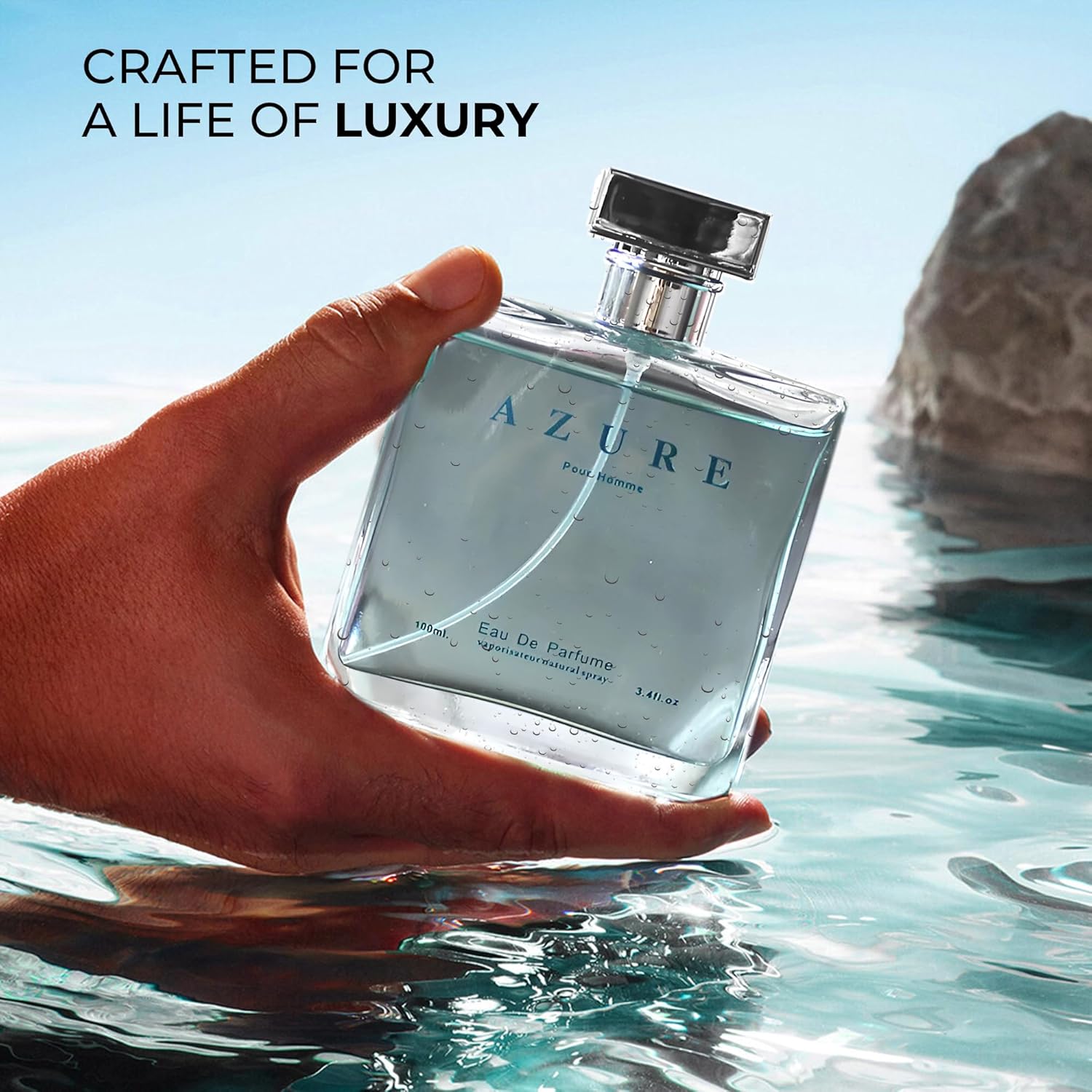 A CENTER Azure Pour Homme Cologne for Men/Eau de Parfum Natural Spray 3.4 Fl Oz Perfume for Men Suitable for All Skin Type Fragrance Daily Used
