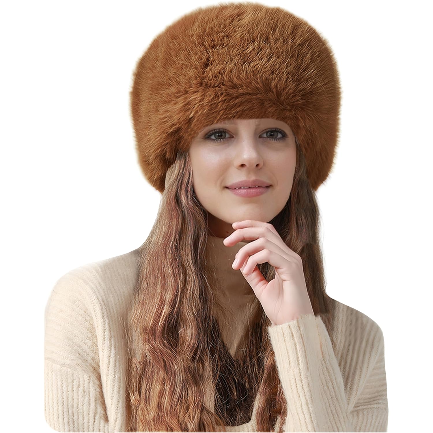 Lina & Lily Women's Winter Cossack Hat Russian Style Long Pile Faux Fur