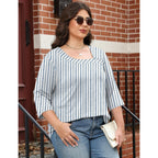 Lomon Womens Plus Size Tops 3/4 Length Sleeve T Shirts Asymmetrical Neck Blouses For Women Fashion 2026