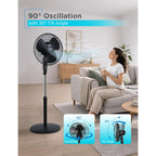 Black+Decker 16" Oscillating Pedestal Fan With Remote, Bfsr16B, Black | Oscillating Pedestal Fan With Remote, 90-Degree Oscillation, 3 Speed Settings, Adjustable Height, Timer, 30-Degree Tilt