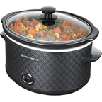 West Bend Slow Cooker 4-Quart Manual Crockery Style With Dishwasher Safe Oval Ceramic Crockpot And Glass Lid Two Temperature Settings Plus Keep Warm, 210-Watts, Black