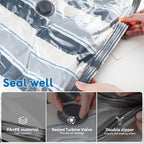 Vacuum Seal Bags For Clothing Travel With -60000Pa Led Pump, 15 Pack Travel Cordless Vacuums Bag Set With Pump In 3 Combo Sizes. Vacuums Storage Bags For Clothes (15 Combo)