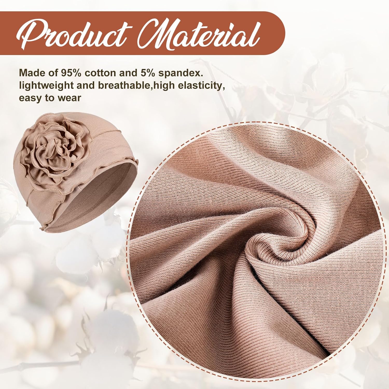 6 Pcs Cotton Chemo Turban Headwear Beanie for Women Soft Cancer Head Scarf Hats Elastic Covers Cap for Hair Loss Dark Color