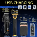 Hair Clippers For Men With Led Display, 4-Piece Cordless Grooming Kit With Hair Clipper, Beard Trimmer, Foil Shaver & Nose Trimmer, Complete Set For Home Barber