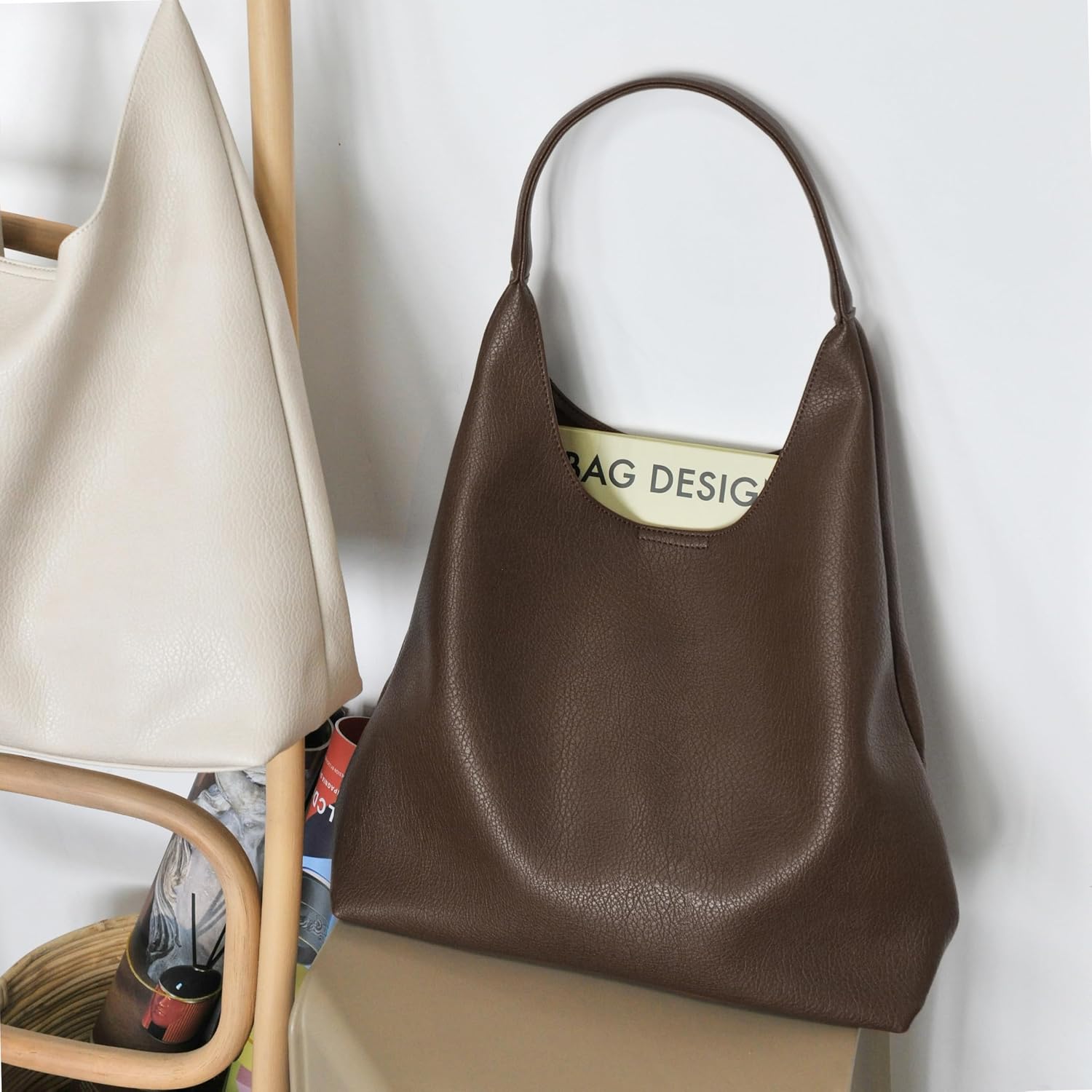 Hobo Bags For Women Soft Vegan Leather Shoulder Handbag Slouchy Tote Purses