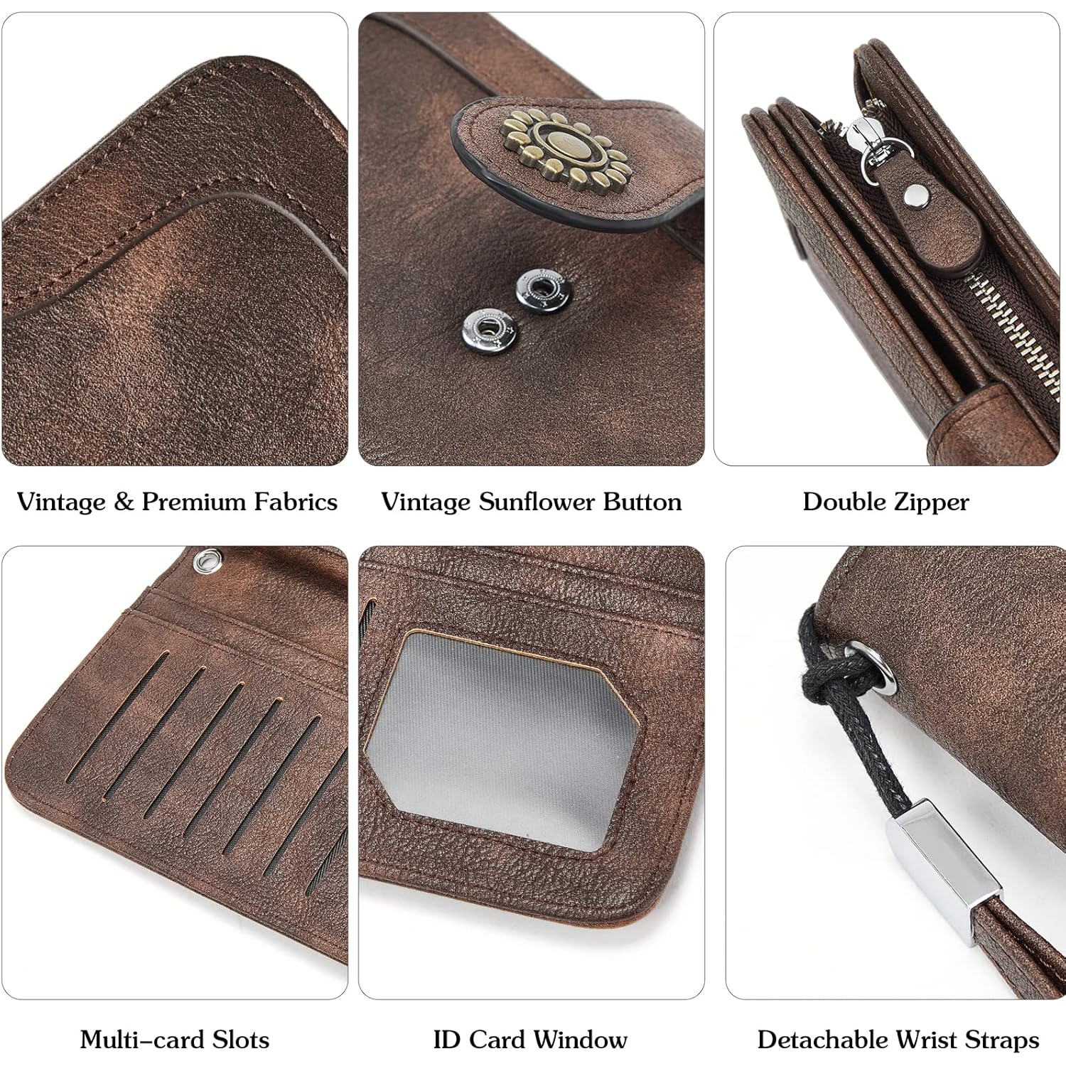BOSTANTEN Leather Wallet for Women RFID Blocking Zip Around Credit Cards Holder Phone Clutch