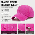 Washed Vintage Dad Hat, Adjustable Unisex Baseball Cap for Daily Use. Yellow