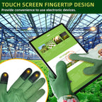 Wanchi Gardening Gloves, Durable And Comfortable Women'S Long Garden Gloves For Gardening Work And Yard Work, Leather Gardening Gloves For Women, Green Print (Medium)