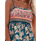 Cupshe Women Spaghetti Straps Boho Maxi Dress Summer Sleeveless Smocked Floral Beach Long Dress Flowy Cruise Vacation Outfits