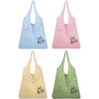 Patelai 4 Pcs Girls Trip Gifts Embroidered Beach Mesh Tote Bags For Women Summer Beach Mesh Tote Girls Weekend Trip Favors (Macaron)