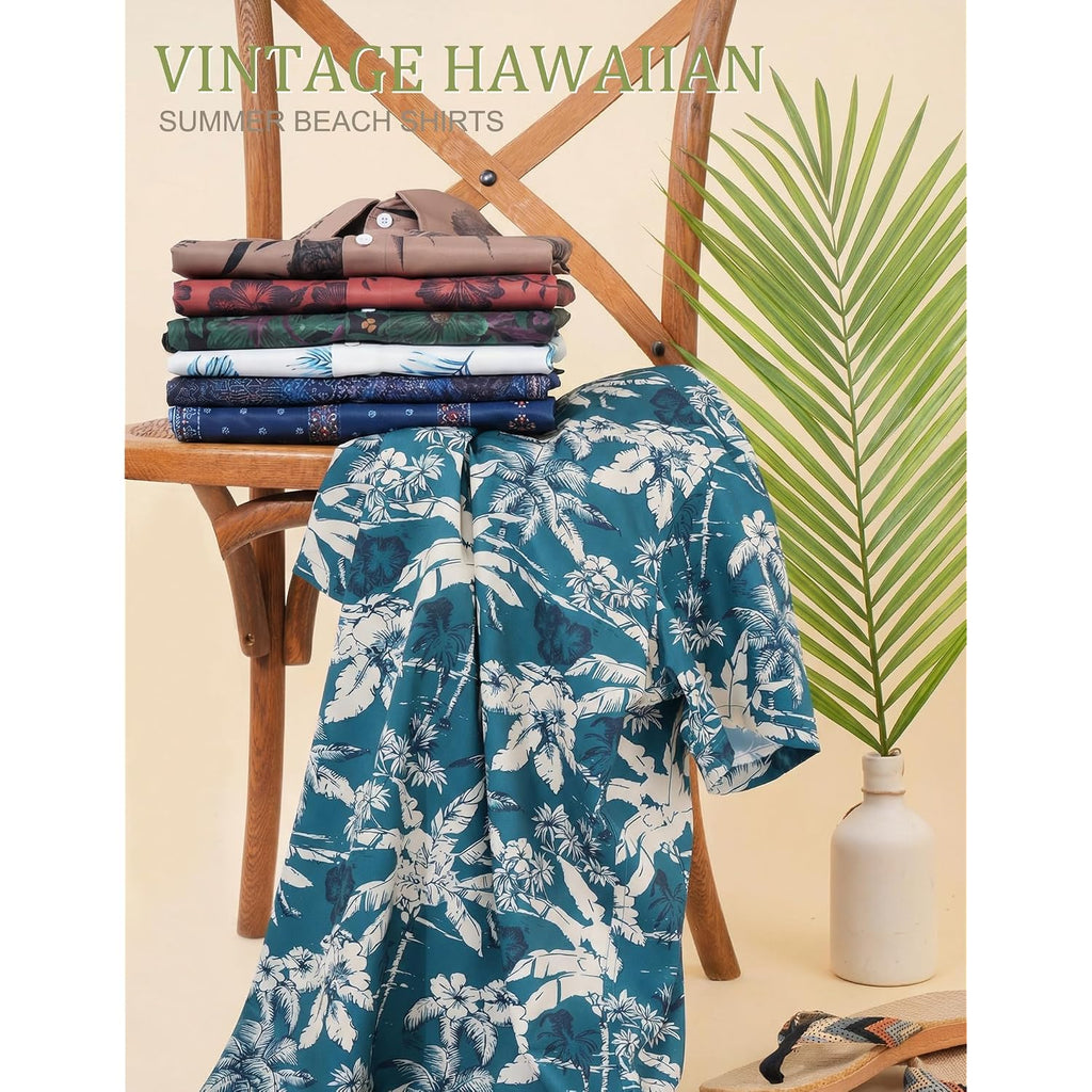 Coofandy Mens Hawaiian Shirt Short Sleeve Button Down Beach Vacation Shirt Retro Summer Tropical Shirts