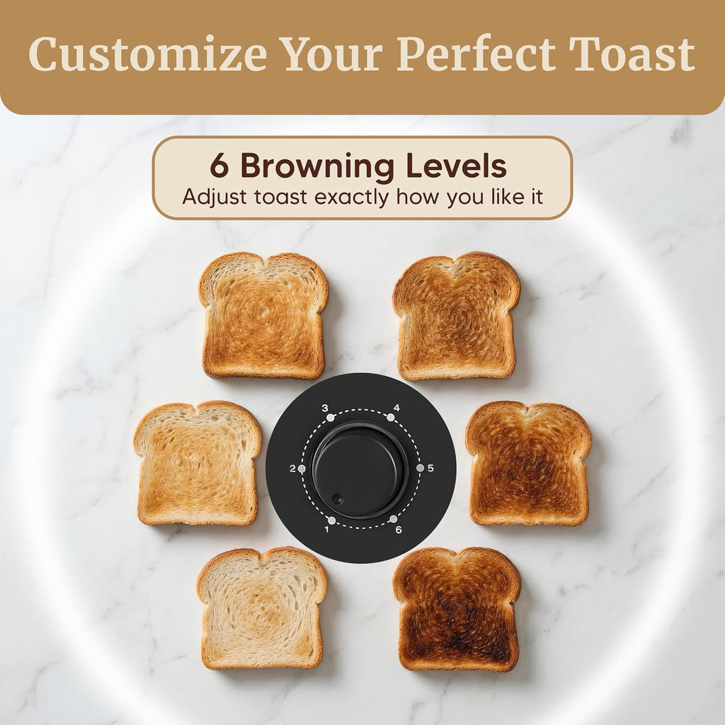 Elite Gourmet ECT-3100 4-Slice Long Slot Toaster | Extra Wide Slots for Bagels, Sourdough & Texas Toast | 6 Browning Settings | Reheat, Defrost & Cancel | Built-In Warming Rack | Stainless Steel