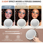 Zlokla 9" Wall Mounted Lighted Makeup Mirror,4000Mah Rechargeable Double Sided 1X/30X Magnifying Mirror With Light,Touch Dimmable,Extended Arm 360 Rotation Wall Mounted Makeup Mirror 3 Color Lights-N