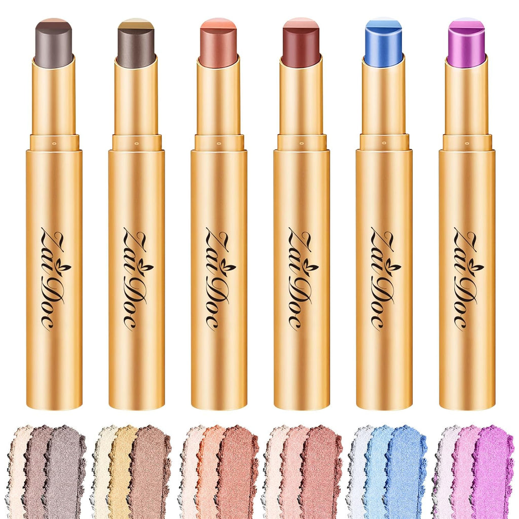 3 Color Eyeshadow Stick In Set Of 6, Long Lasting & Waterproof Creamy Eye Shadow, With Vitamin E Makeup For Day & Night Look, 1.13 Oz