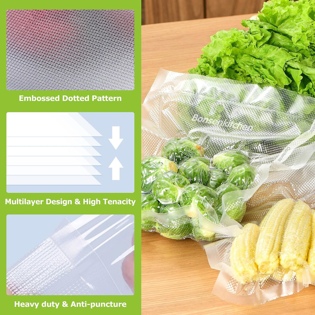 Bonsenkitchen Vacuum Sealer Rolls Bags, 3 Rolls 11"X 20'+ 3 Rolls 8"X 20' | 6 Pack, Commercial Grade, Durable, Bpa-Free, Custom-Size Vacuum Sealer Bags For Dry/Moist Food Storage And Sous Vide, Vb3211