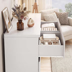 6 Drawer Double Dresser For Bedroom, Modern Simply Chest Of Drawers, Wood Storage Dresser With Anti-Tipping For Living Room Hallway Entryway, Nursy White (15.3" D X 47.2" W X 32.3" H)