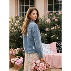 Evaless Womens Boyfriend Washed Crop Denim Jean Jacket Coat