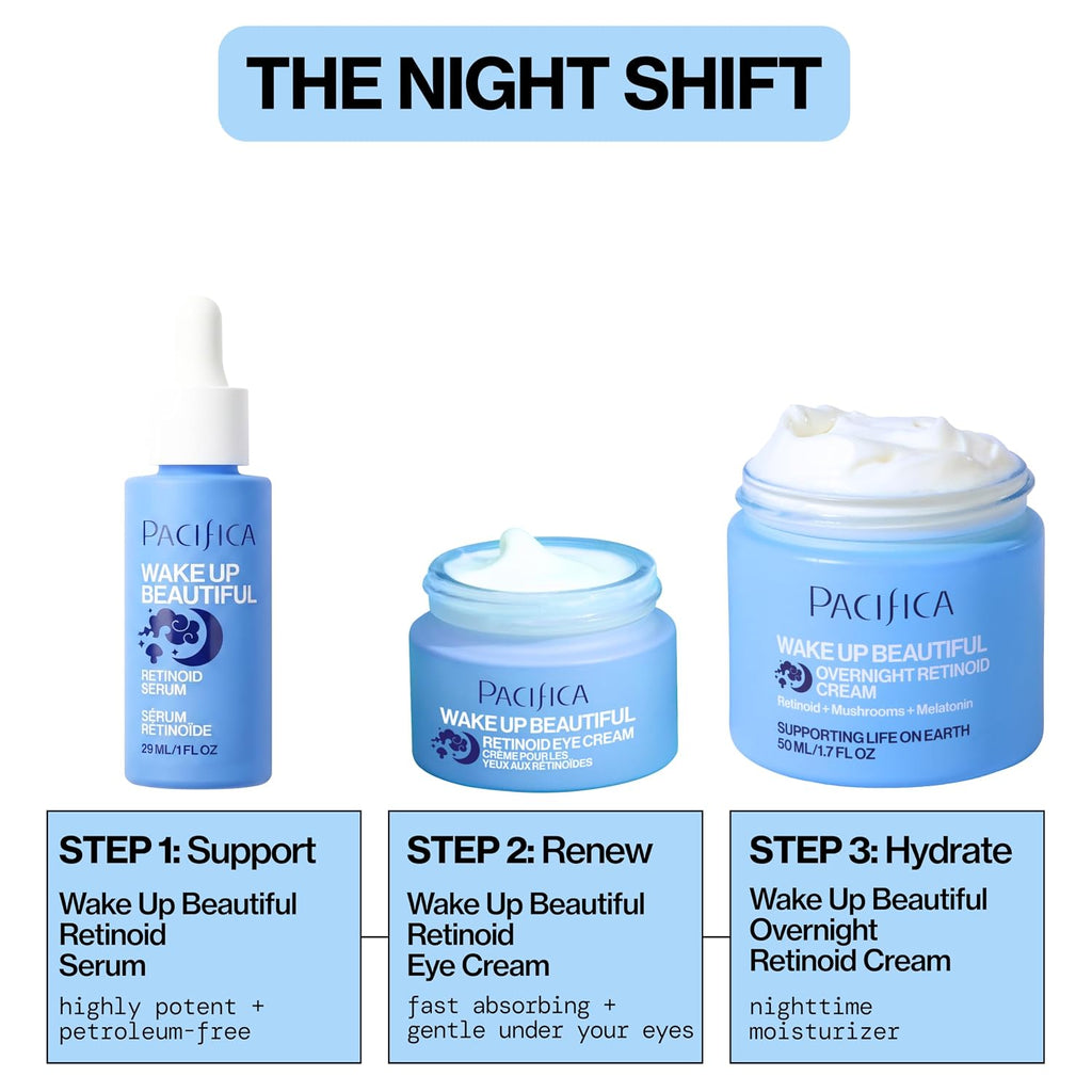 Pacifica Wake Up Beautiful Retinoid Eye Cream – Anti-Aging Under Eye Cream For Fine Lines & Wrinkles, Infused W/Retinoid, Melatonin & Mushrooms For Puffiness, Dark Circles & Eye Bags Daily Treatment