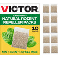 Victor Scent-Away Mouse Repellent Pouches 10-Pack, Natural Rodent Deterrent | Indoor Outdoor Pest Control, Peppermint Oil Granules, Mice And Rat Protection For Home, Garage, Vehicle, M805B-2Sr