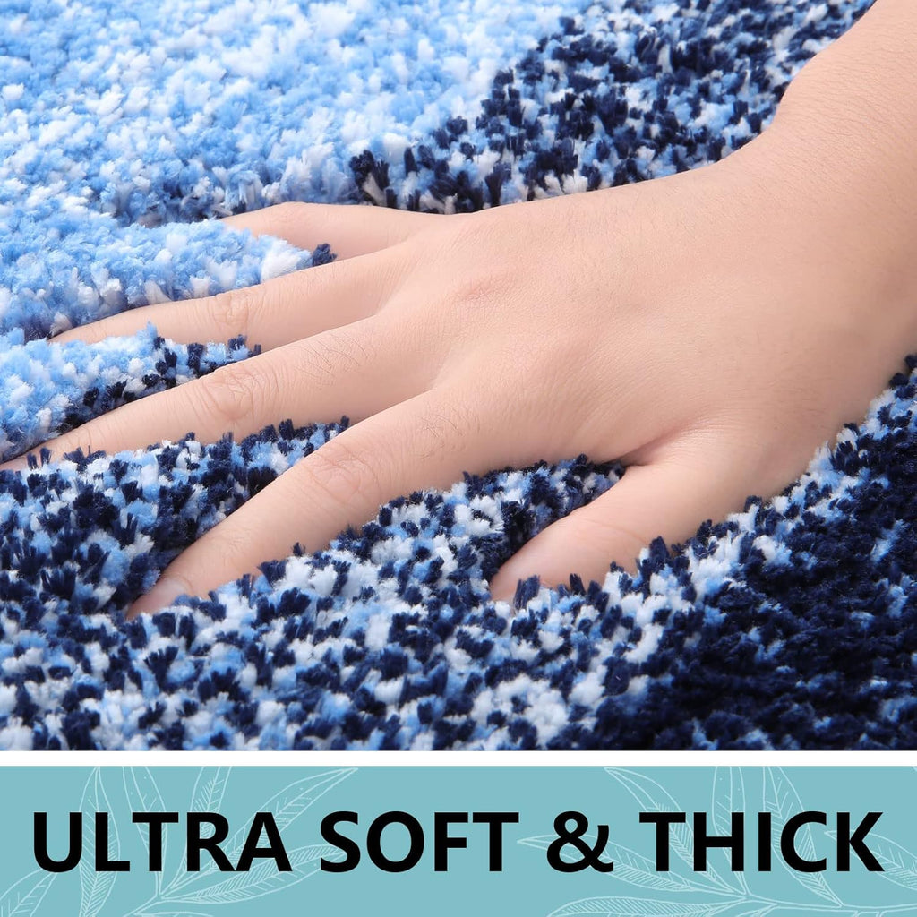 Arotive Microfiber Bathroom Rugs, Shaggy Soft and Absorbent Bath Rug, Non-Slip, Thick Plush Machine Washable Dry Bath Mats for Bathroom, Tub and Shower, 24x16, Blue, Rectangular