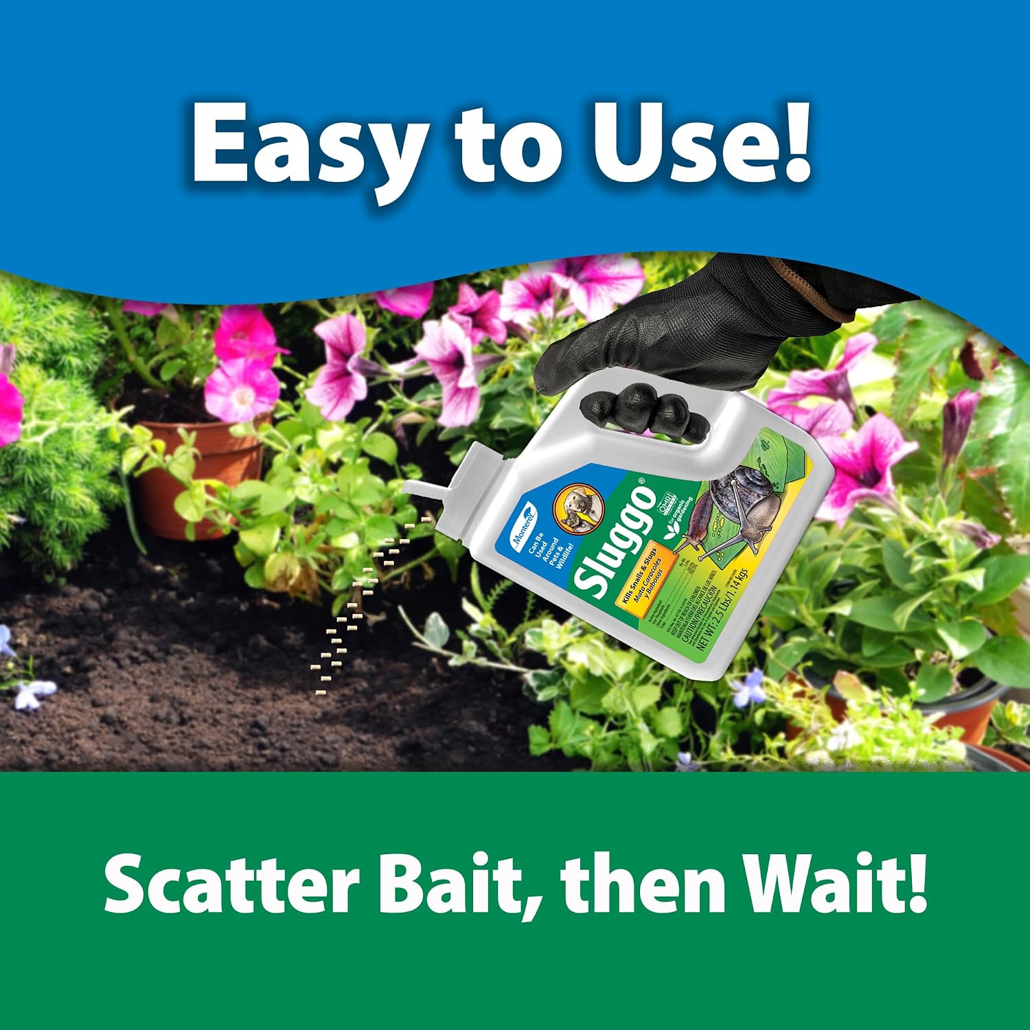 Monterey Sluggo Snail & Slug Killer Bundled With Measuring Spoon - Omri Listed For Organic Gardening - Wildlife And Pet Friendly - 2.5 Lb Jug