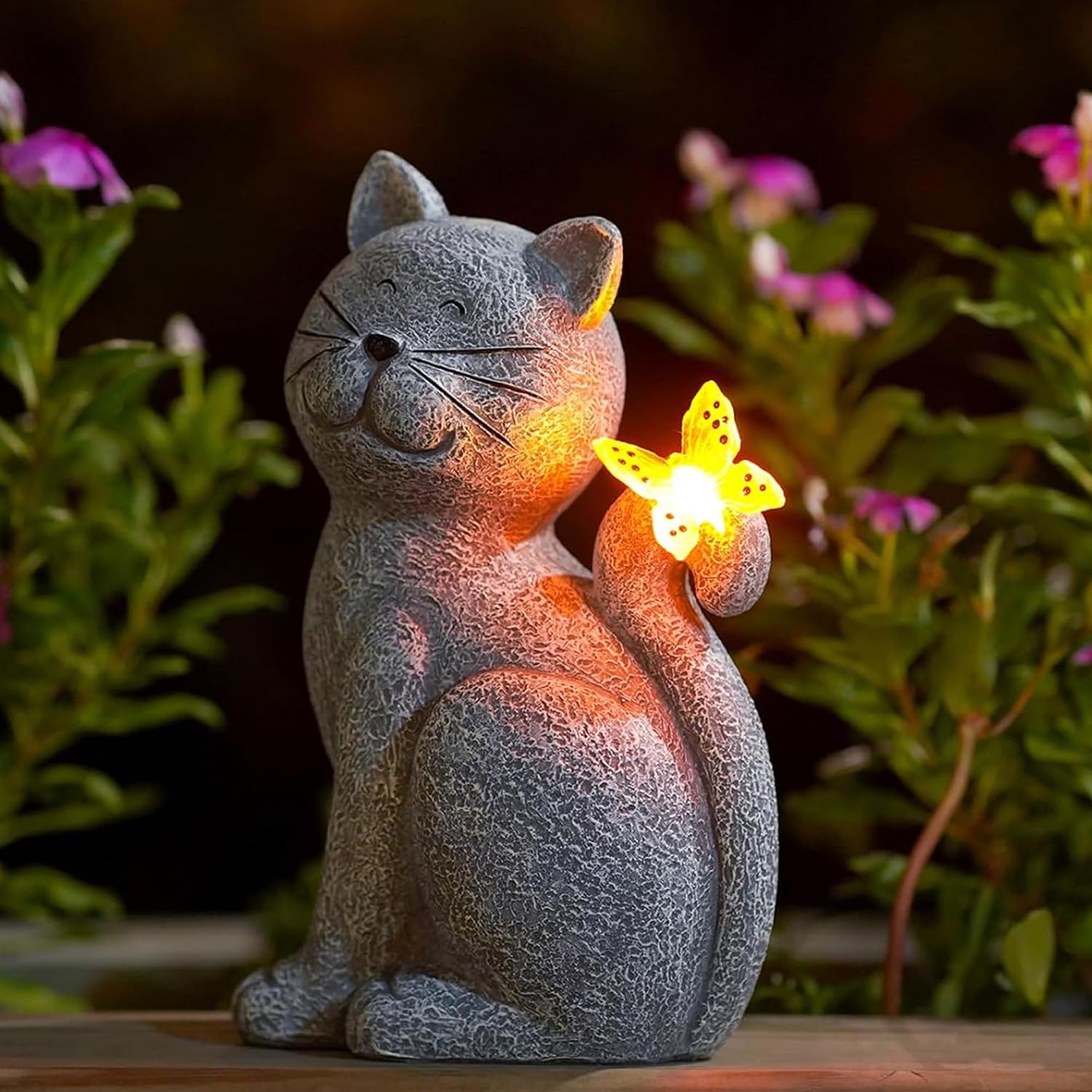 Cat Outdoor Statues For Garden: Outside Decor With Butterfly Clearance For Yard Art Lawn Ornaments Porch Patio Balcony Home House - Gifts For Mom Grandma Women