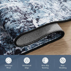 Rugflix 8x10 Area Rugs for Living Room, Washable Large Rug Stain-Resistant Low Pile, Modern Dark Carpet for Dining Room Home Office Kid Room Nursery Bedroom, Navy Blue/Black