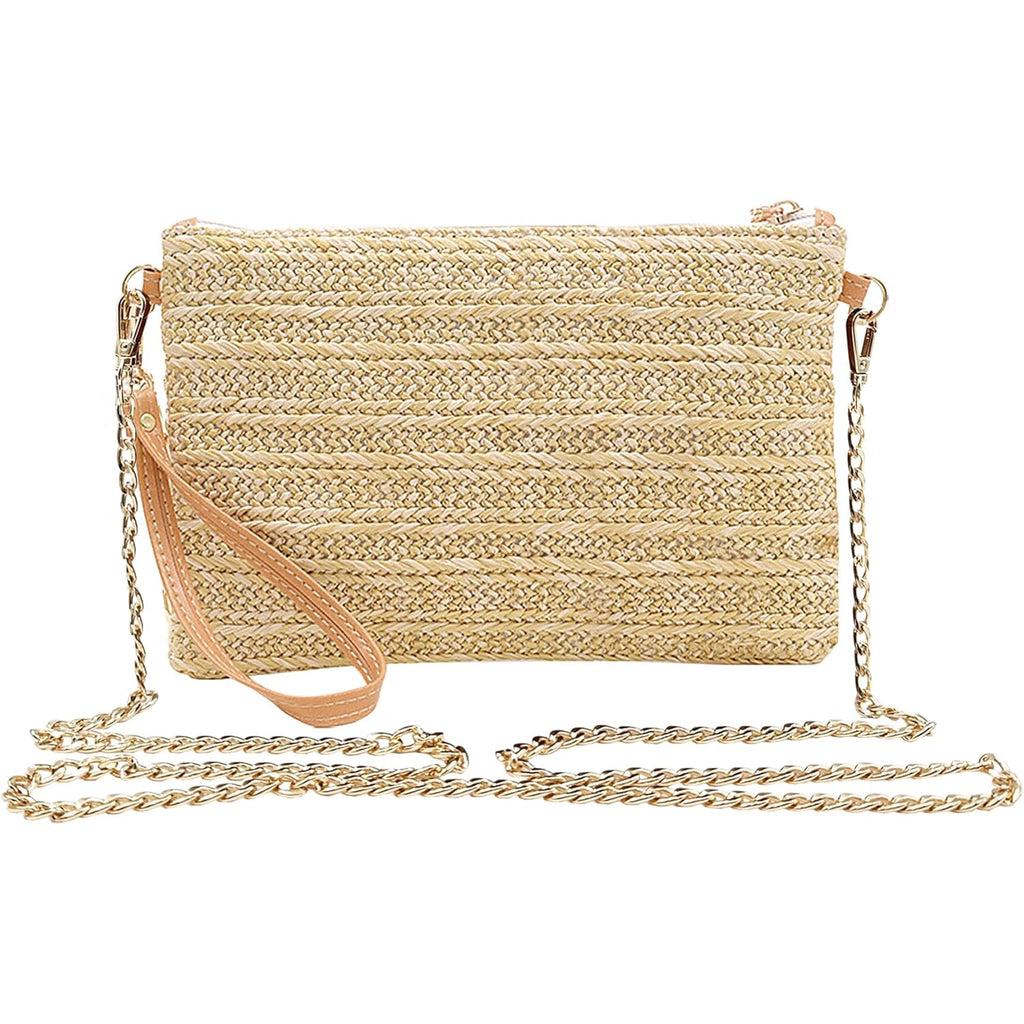 Beurlike Straw Clutch Purses for Women Beach Wristlet Wallet Small Cross body bag for Girls
