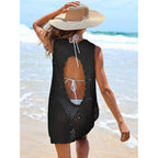 Anrabess Womens Swimsuit Cover Up Sleeveless Knit 2026 Summer Outfits Swimwear Bathing Suit Coverup Crochet Beach Dress