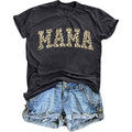 Mama Shirts for Women Mama Letter Print Tshirt Floral Graphic Tee Auntie Shirt Casual Mothers Gift Tops Darkgrey4