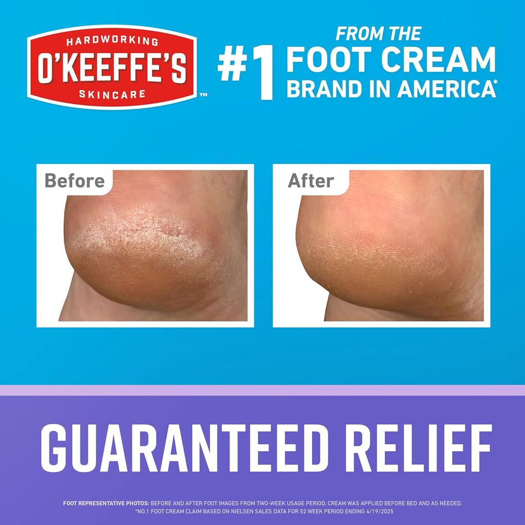 O'Keeffe's for Healthy Feet Night Treatment Foot Cream - 7 oz Tube (1 Pack) - Guaranteed Overnight Relief for Extremely Cracked, Dry Feet, Repairing Skincare, Instantly Boosts and Retains Moisture Levels