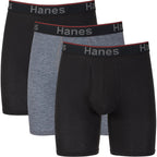 Hanes Men'S Total Support Pouch Men'S Boxer Brief Underwear, Anti-Chafing, Moisture-Wicking Odor Control, 3-Pack