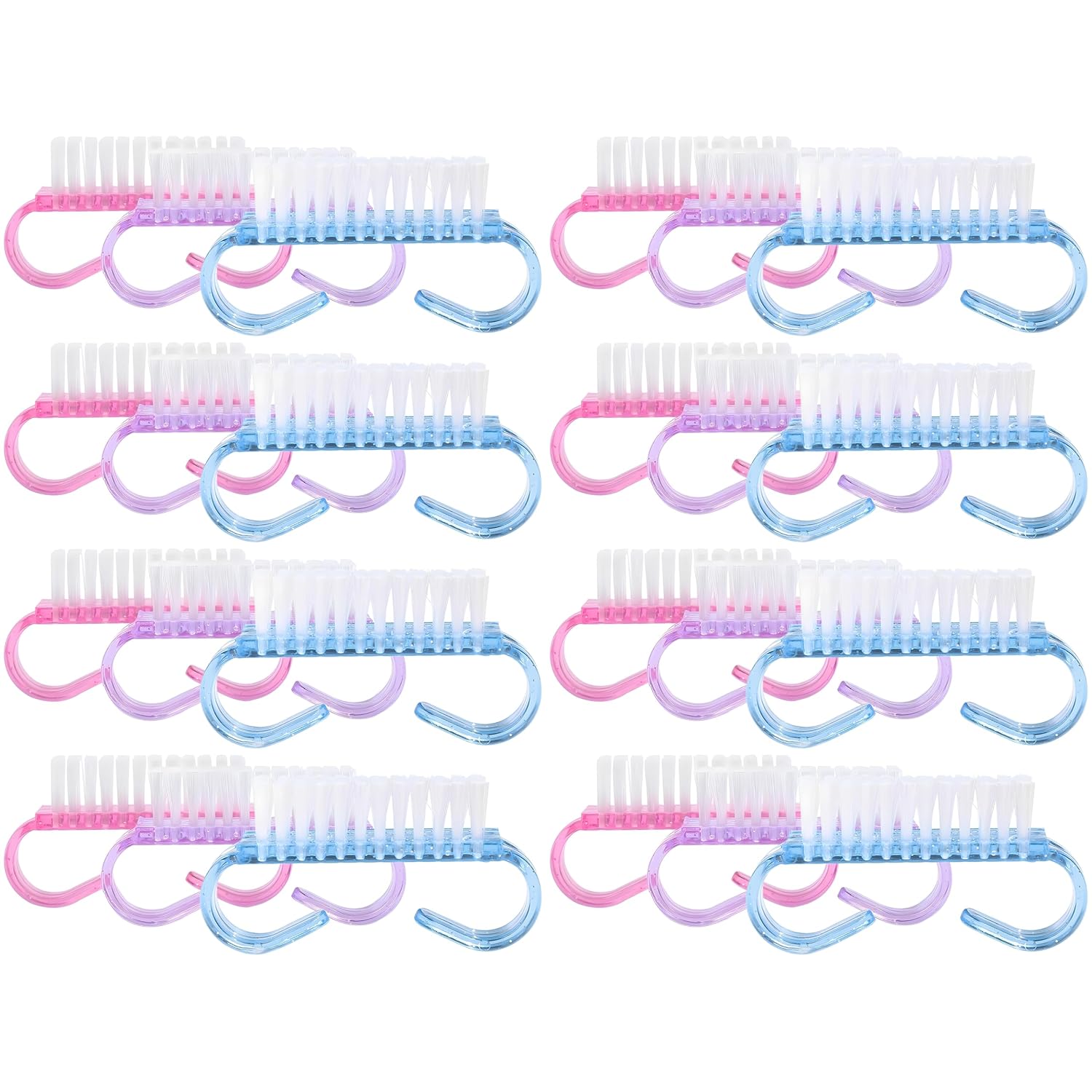 24-Pack Handle Grip Nail Brush(assorted color), Fingernail Scrub Cleaning Brushes for Toes and Nails Cleaner, Pedicure Brushes for Men and Women