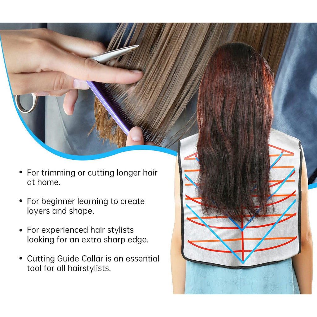 Hair Cutting Collar Tool, Salon Hairdressing Hair Dye Cape With Angular & Straight Cutting Guidelines, Waterproof