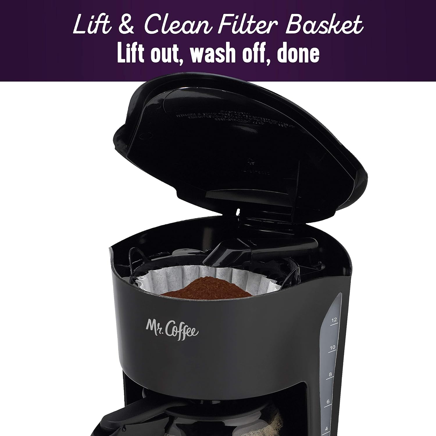 Mr. Coffee Black Coffee Maker, 12 Cups, With Auto Pause And Glass Carafe, Perfect For Home And Office Use