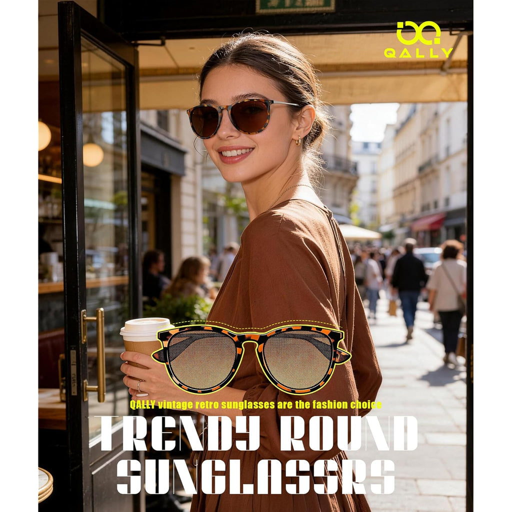 Sunglasses Womens Polarized Sunglasses-Women: Retro Round Sun Glasses with UV400 Protecion Trendy 3 Pack