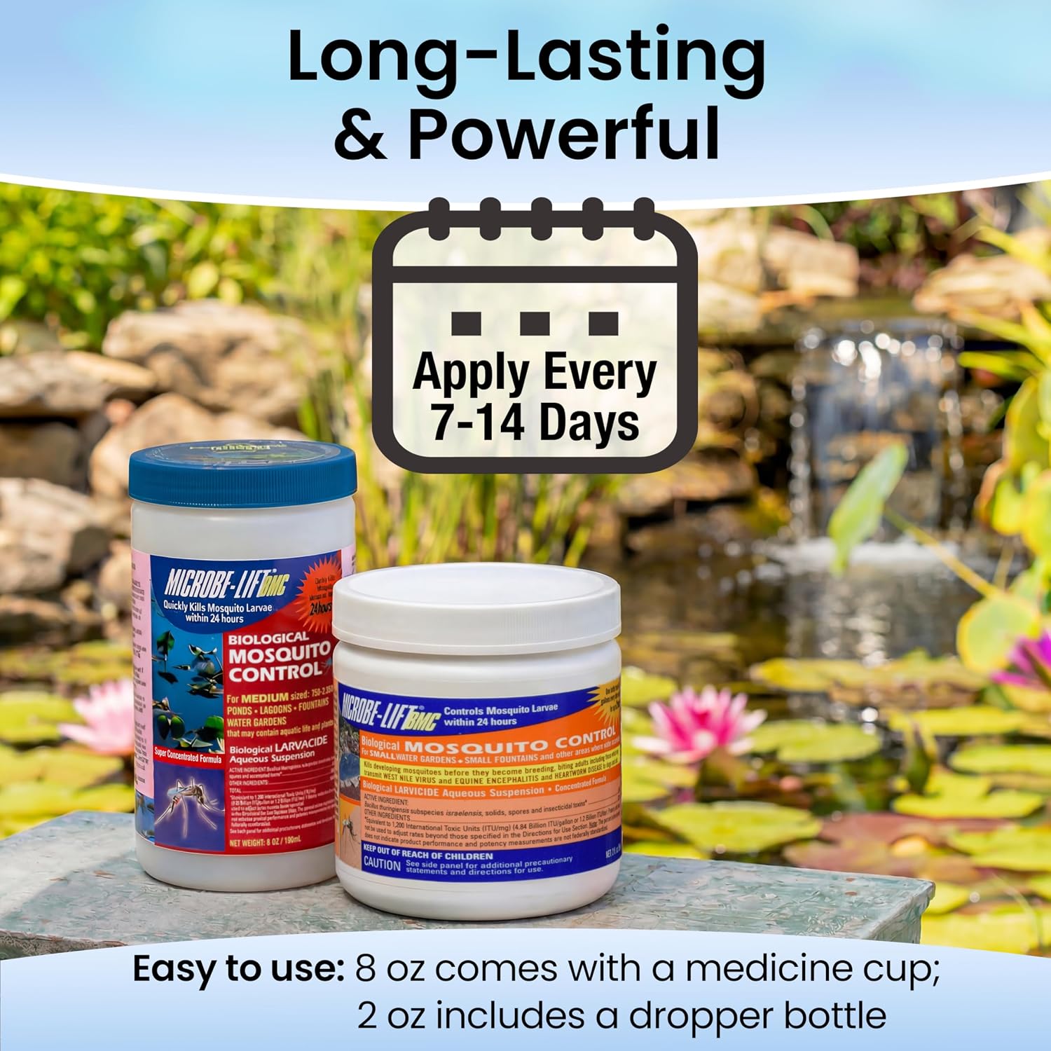 Microbe-Lift Bmc Biological Mosquito Control, Liquid Treatment For Medium-Sized Decorative Water Gardens Up To 2,000 Gallons, Fountains And Ponds, 2 Fluid Ounces