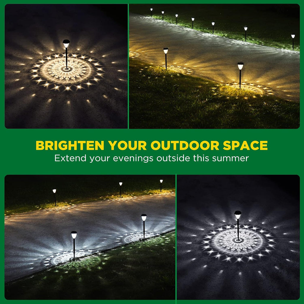 Super Bright Solar Lights Outdoor Waterproof-10 Pack, Dusk To Dawn Up To 12 Hrs Solar Powered Outdoor Pathway Garden Lights Auto On/Off, Led Landscape Lighting Decorative For Walkway Patio Yard